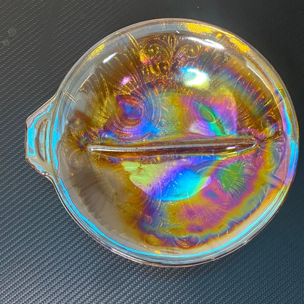 Iridescent Glass Divided Dish